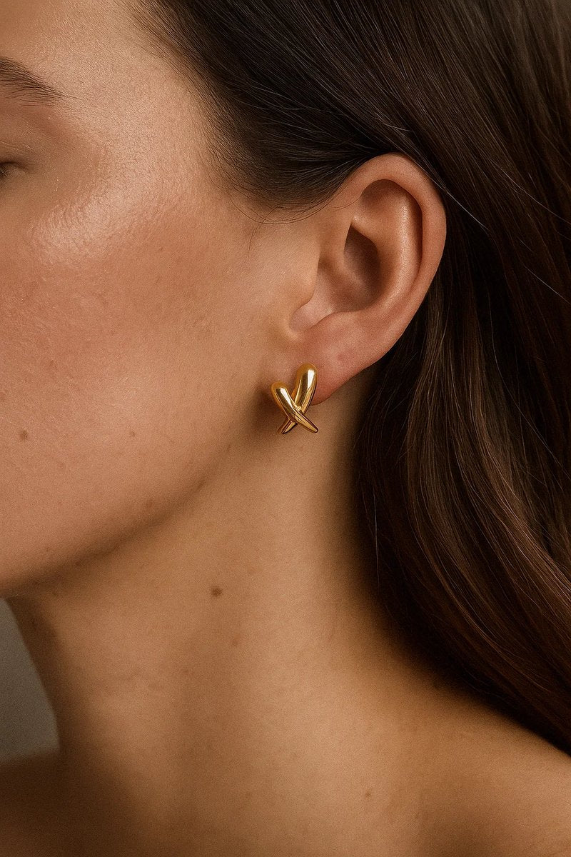 Lundholm Oorknopjes Dames Vintage Design - Premium Stainless Steel Gold Plated - Oorbellen Goudkleurig - Cadeau voor vrouw tip kerst sint - Scandinavisch Design