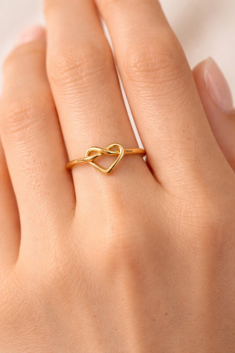 Lundholm Ringen Dames Goudkleurig - Premium Stainless Steel – Verbonden Hartje Infinity