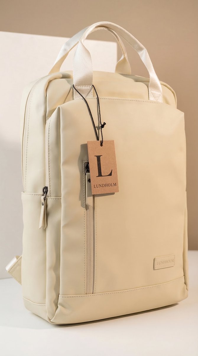 Lundholm Rugzak Dames beige - Abisko Serie waterdichte laptoptas 15.6 inch met 24L volume, cabin-proof handbagage rugzak Scandinavisch design