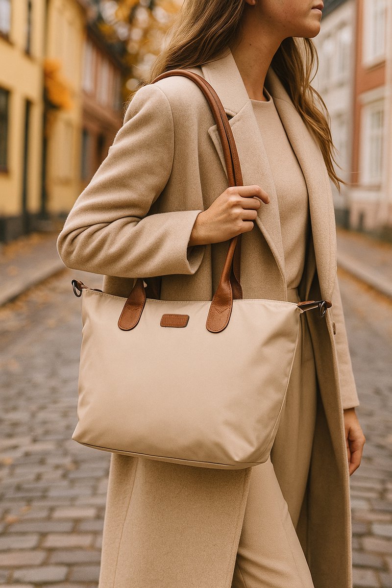 Shopper Dames Handtas dames Tote Bag Beige Champagne - Shopper dames met rits - Danviken Serie - Beige