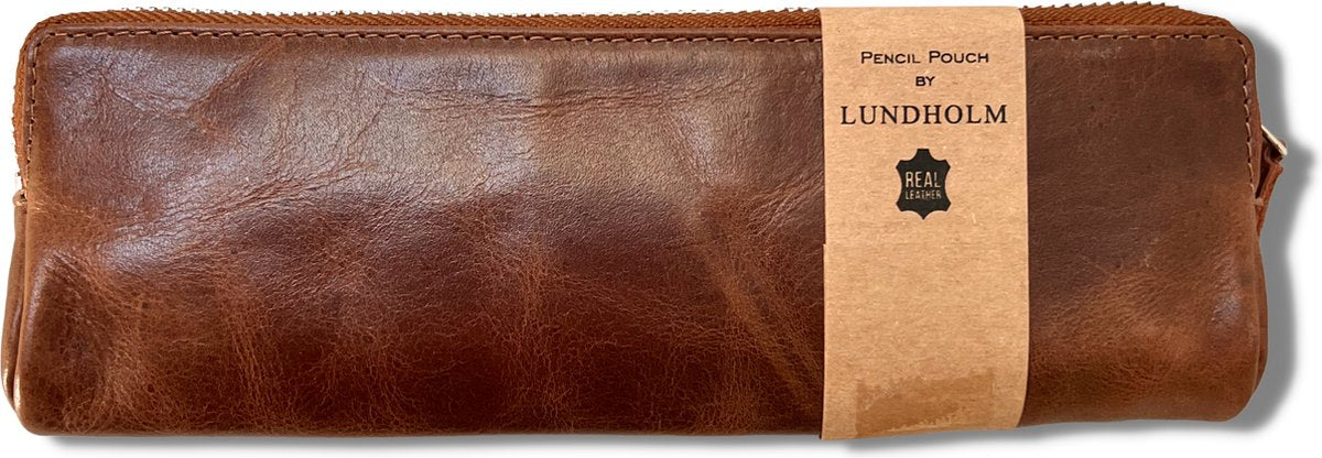 Lundholm leren etui pennenetui leer cognac bruin - pennenzak volwassenen deluxe - cadeau voor vrouw - vrouwen cadeautjes | Scandinavisch design - Lundholm Arvika serie etuis