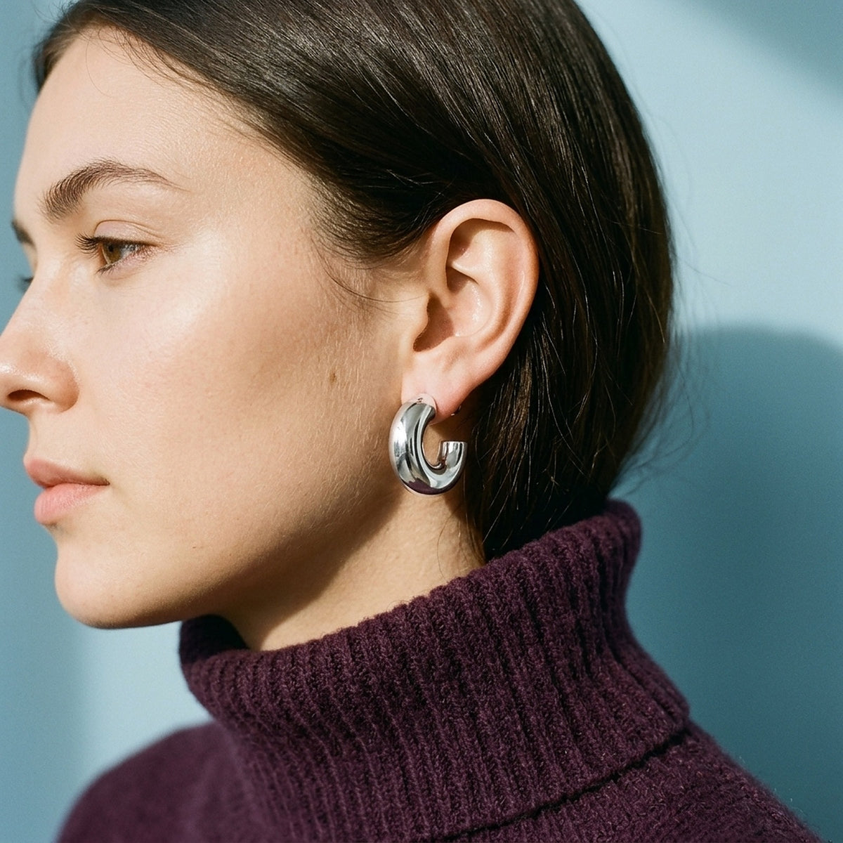 Rylin – Chunky Ohrringe in Halbrohrform – Silberfarben