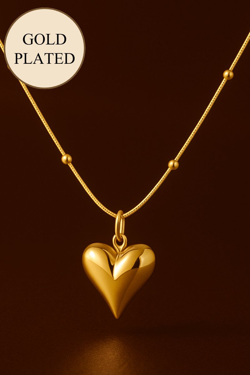 Lundholm Luxe Ketting Dames Goudkleurig Waterproof Hanger Hartje – Premium Stainless Steel – Vrouwen Cadeautjes Sieraad – 40 cm – Scandinavisch Design – Cadeau voor Vrouw