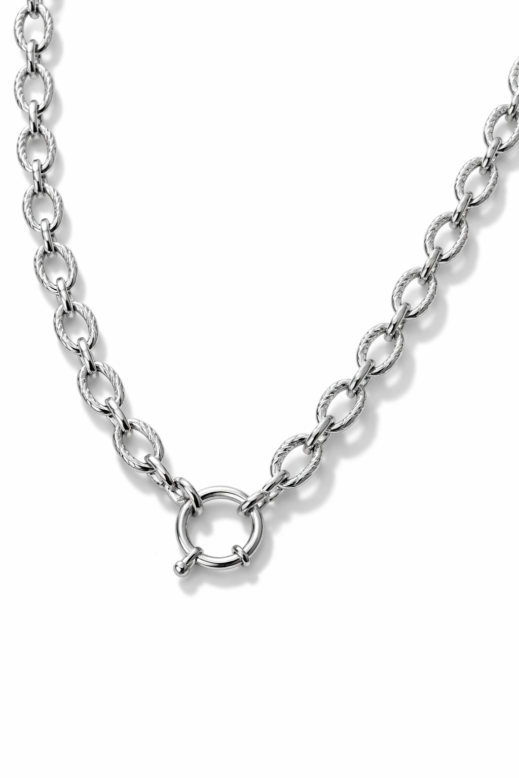 Lundholm Luxe Ketting Zilver Dames – Premium Stainless Steel – Zilver kleurige Schakel ketting (40 + 5 cm) Bedel ketting – Lisa Serie – Bedel zilveren ketting dames - Waterproof & Hypoallergeen – Inclusief Luxe Geschenkverpakking