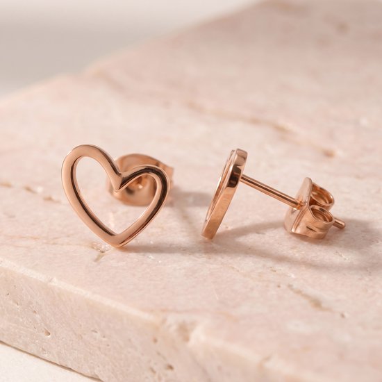 Lundholm Alma roségoudkleurige hartjes oorbellen, 0,9 cm