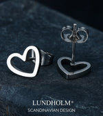 Lundholm Alma kleine hartjes oorknopjes zilverkleurig, premium stainless steel