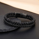Lundholm Arvid Heren Armband Zwart Lavasteen kralen close-up