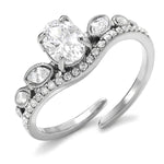 Lundholm Aurora ring dames zilverkleurig – verstelbare vintage ring met ovale zirkonia en fonkelende steentjes
