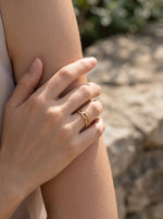 Lundholm Aveline goud ring detail open schakel — gold plated stainless steel verstelbaar dames