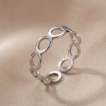 Lundholm Aveline ring dames zilver open schakel design — verstelbaar premium stainless steel Scandinavisch