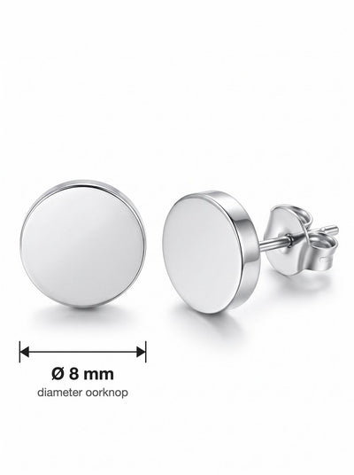 Axel – Platte Ronde Heren Oorknopjes 8 mm