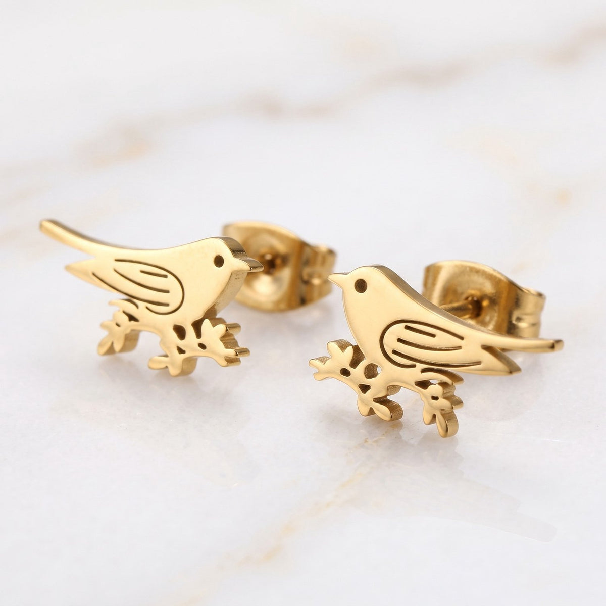 Lundholm Birdie gouden vogel oorbellen