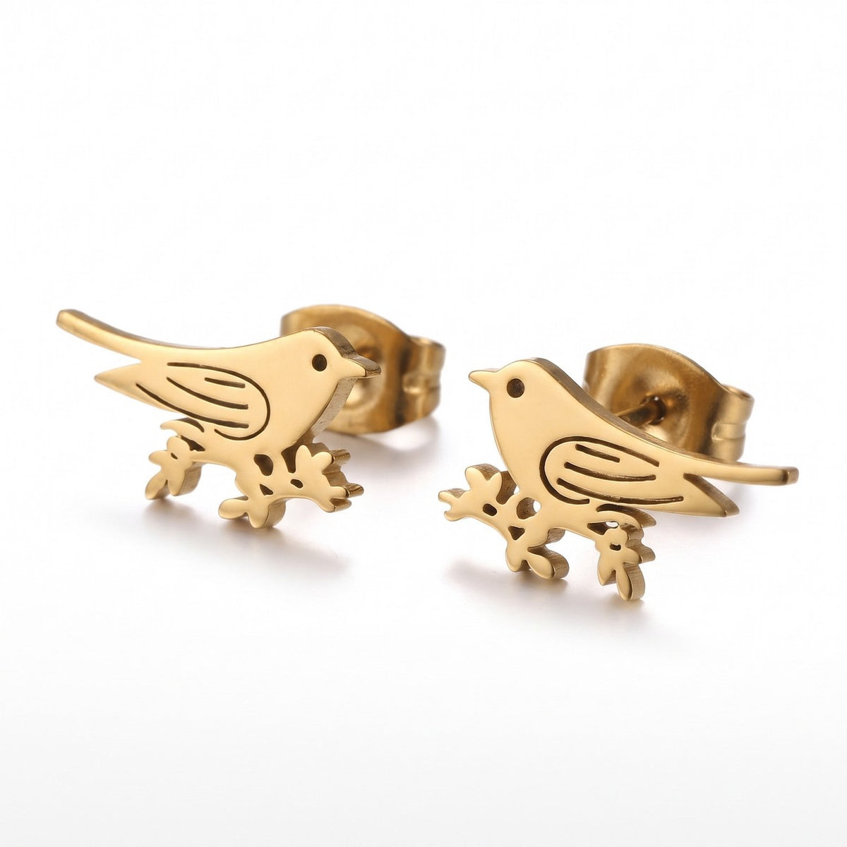 Lundholm Birdie vogeltje oorknopjes goudkleurig