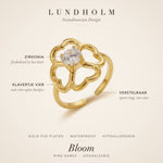 Lundholm Bloom ring goud – verstelbaar, waterproof en hypoallergeen, klavertje vier motief