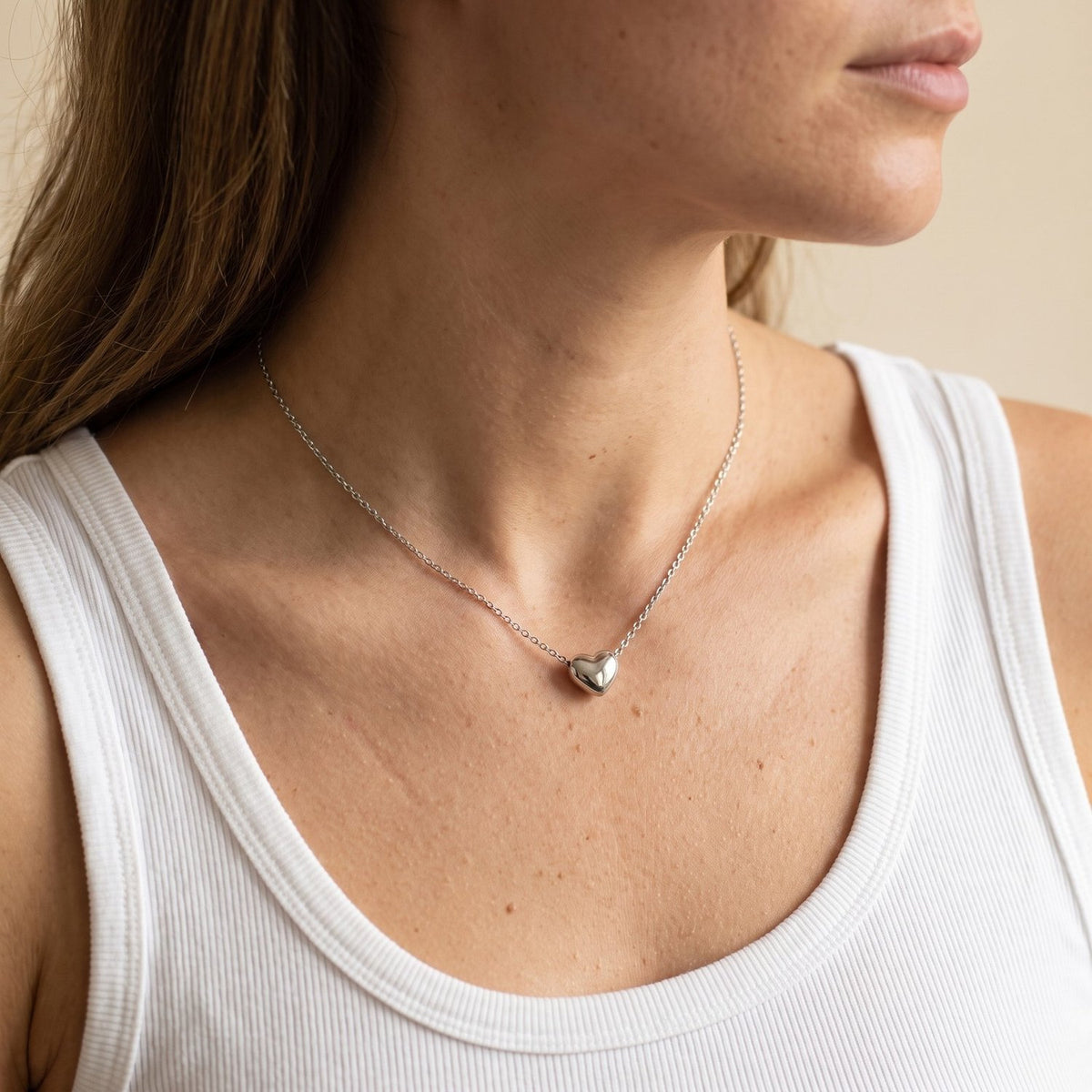 Lundholm Cherie ketting dames zilverkleurig met bol hartje