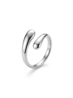 Lundholm Dagny ring dames zilverkleurig – verstelbare open ring met druppel design, premium stainless steel
