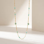 Lundholm Dahlia lange ketting met groene kralen