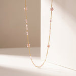 Lundholm Dahlia lange ketting met roze kralen