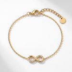 Lundholm Dee infinity armband dames goudkleurig met zirkonia steentjes – stainless steel