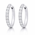 Lundholm My Delia creolen oorringen met zirkonia steentjes in zilverkleurig, classy 14mm productfoto