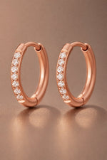 Lundholm Delia creolen oorringen dames roségoud 11 mm met zirkonia — premium stainless steel Scandinavisch design