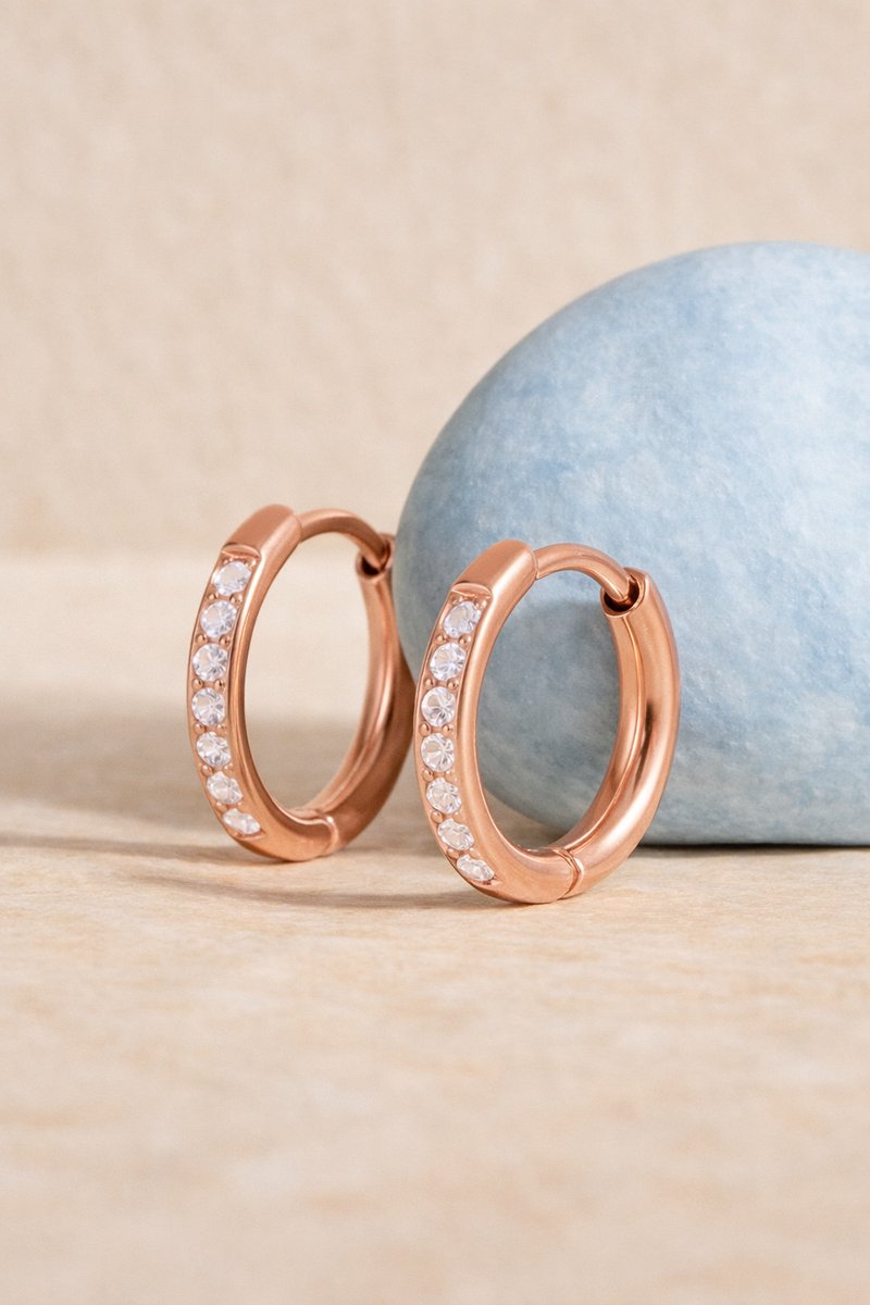 Lundholm Delia roségoud creool 11mm luxe geschenkverpakking — cadeau dames Moederdag Scandinavisch