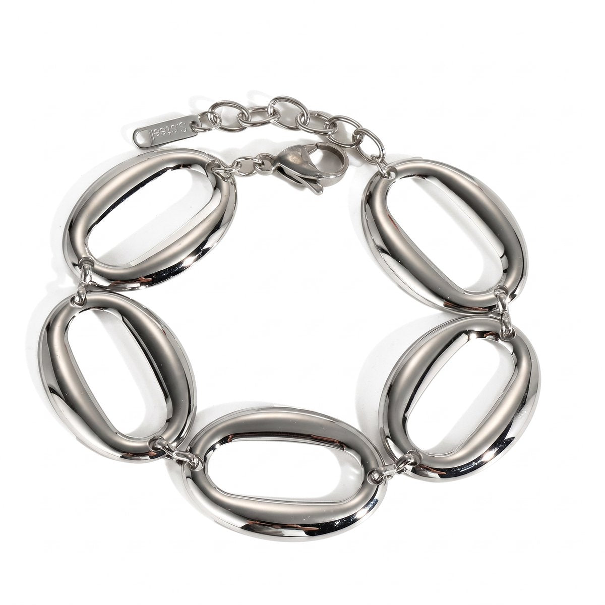 Lundholm Delphine armband dames zilverkleurig – grove schakelarmband met ovale schakels, stainless steel
