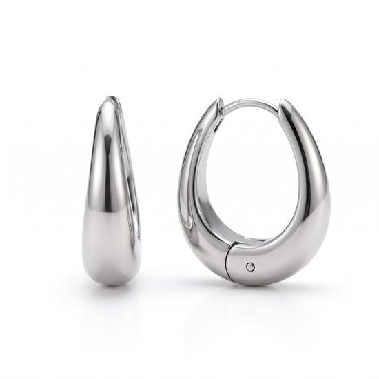Lundholm Edith Ovale Mini Hoops – Zilverkleurig