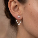 Lundholm Elvine oorbellen zilver - geometrische statement oorbellen stainless steel