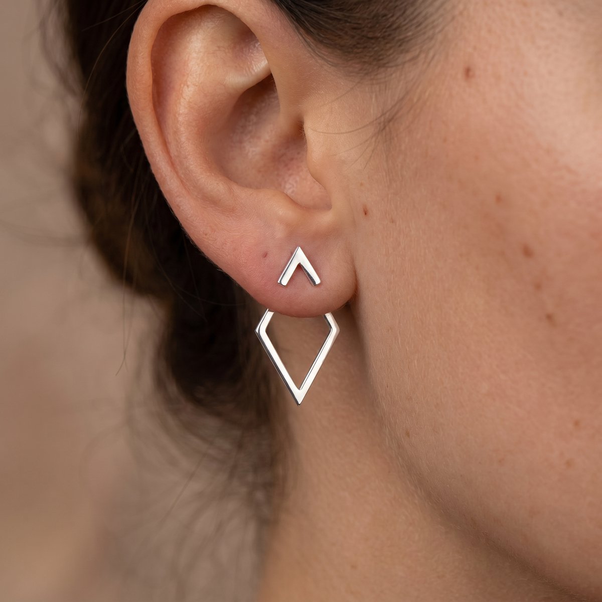 Lundholm Elvine oorbellen zilver - geometrische statement oorbellen stainless steel