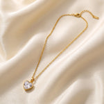Lundholm Emma hartje hanger met sprankelende zirkonia detail — gold plated stainless steel dames