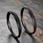 Lundholm Erik heren leren armband bruin stainless steel sluiting detail