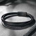 Lundholm Erik zwart leren heren armband vaderdag cadeau scandinavisch design