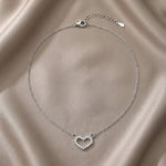Lundholm Esme ketting dames zilverkleurig met open hartje en zirkonia