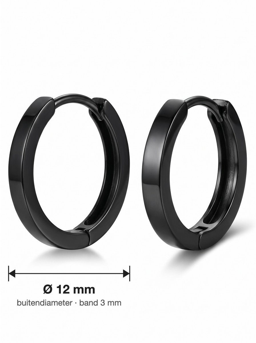 Lundholm Finn klapoorringen heren zwart 12 mm