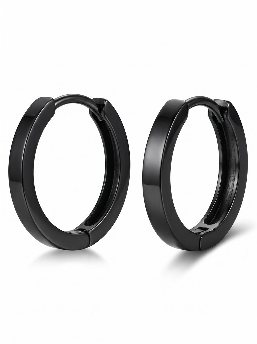 Lundholm Finn zwarte huggie hoops heren