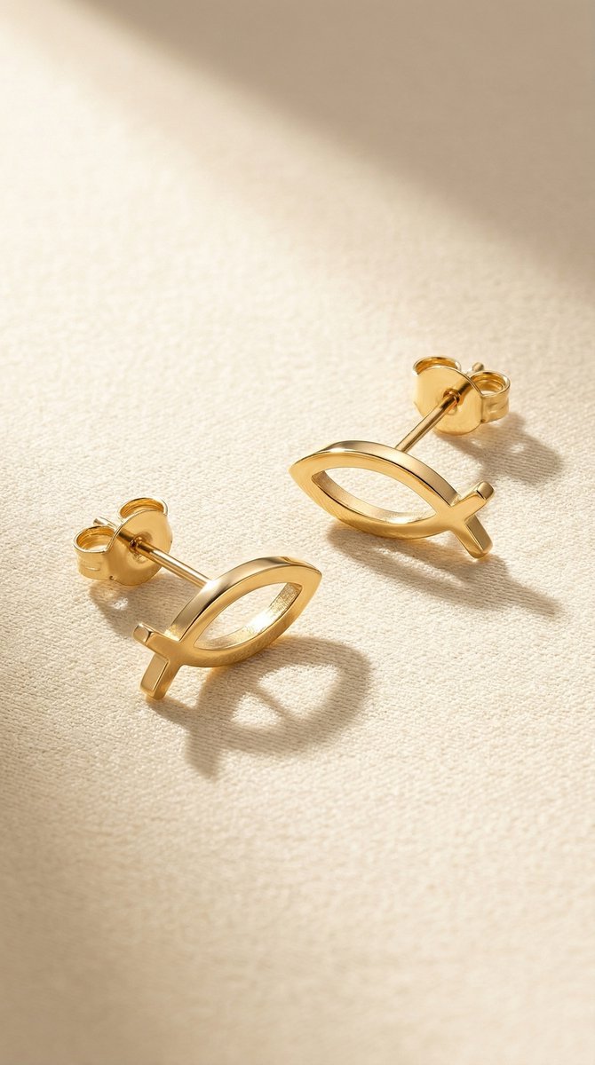 Lundholm Fisk gouden visjes oorknopjes – 0,9 cm