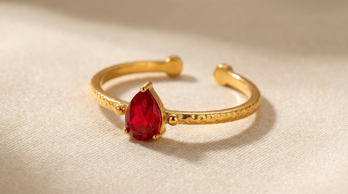 Lundholm Florence ring met rood hartje