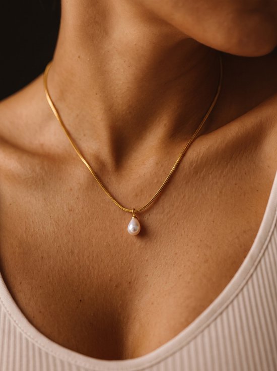 Lundholm Florine parel ketting dames goudkleurig stainless steel damesketting