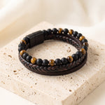 Lundholm heren armband tijgeroog detail