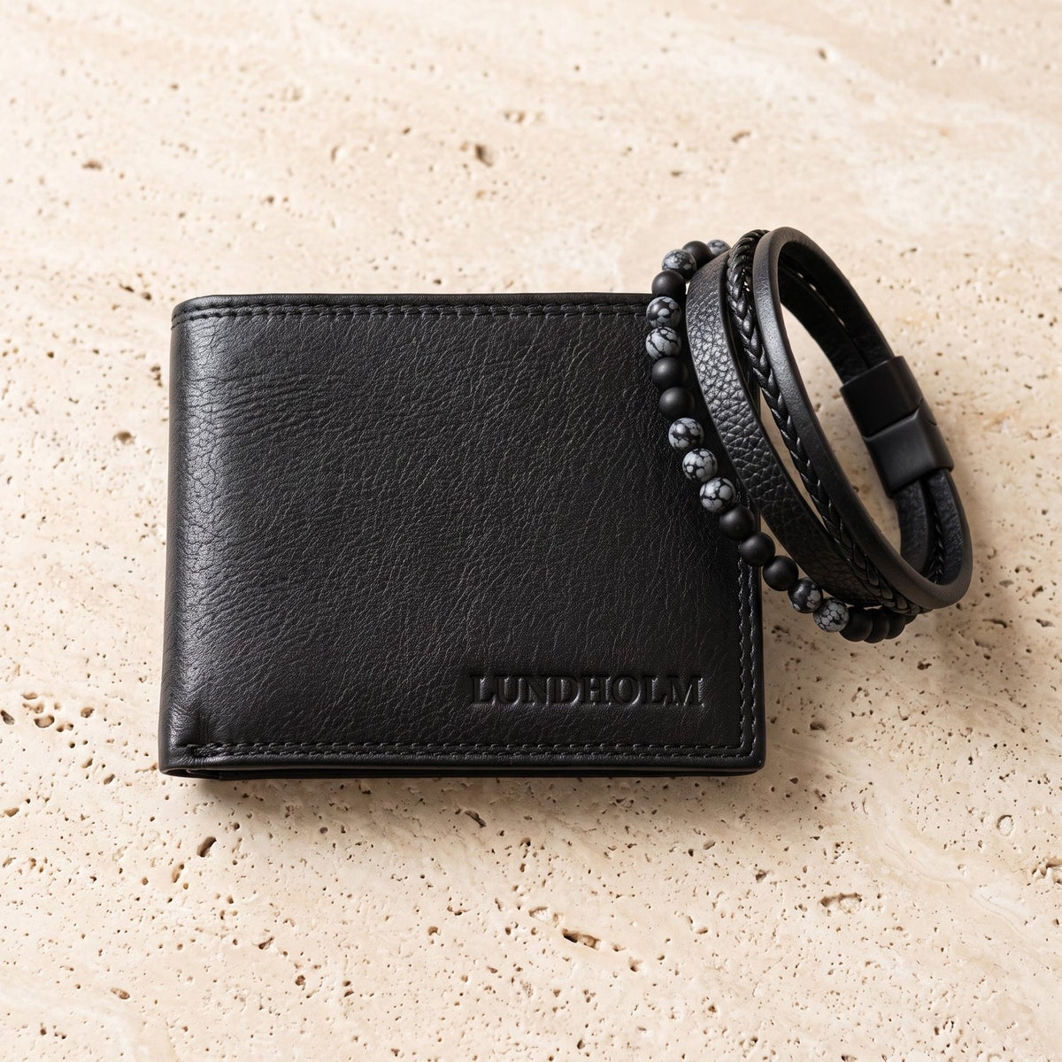 Lundholm zwarte leren billfold met RFID