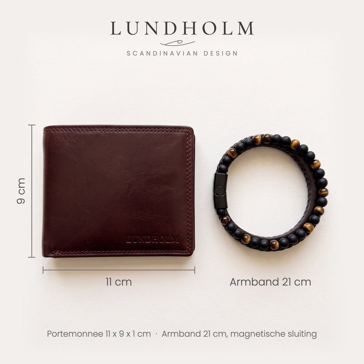Lundholm giftset heren portemonnee Oslo en armband bruin