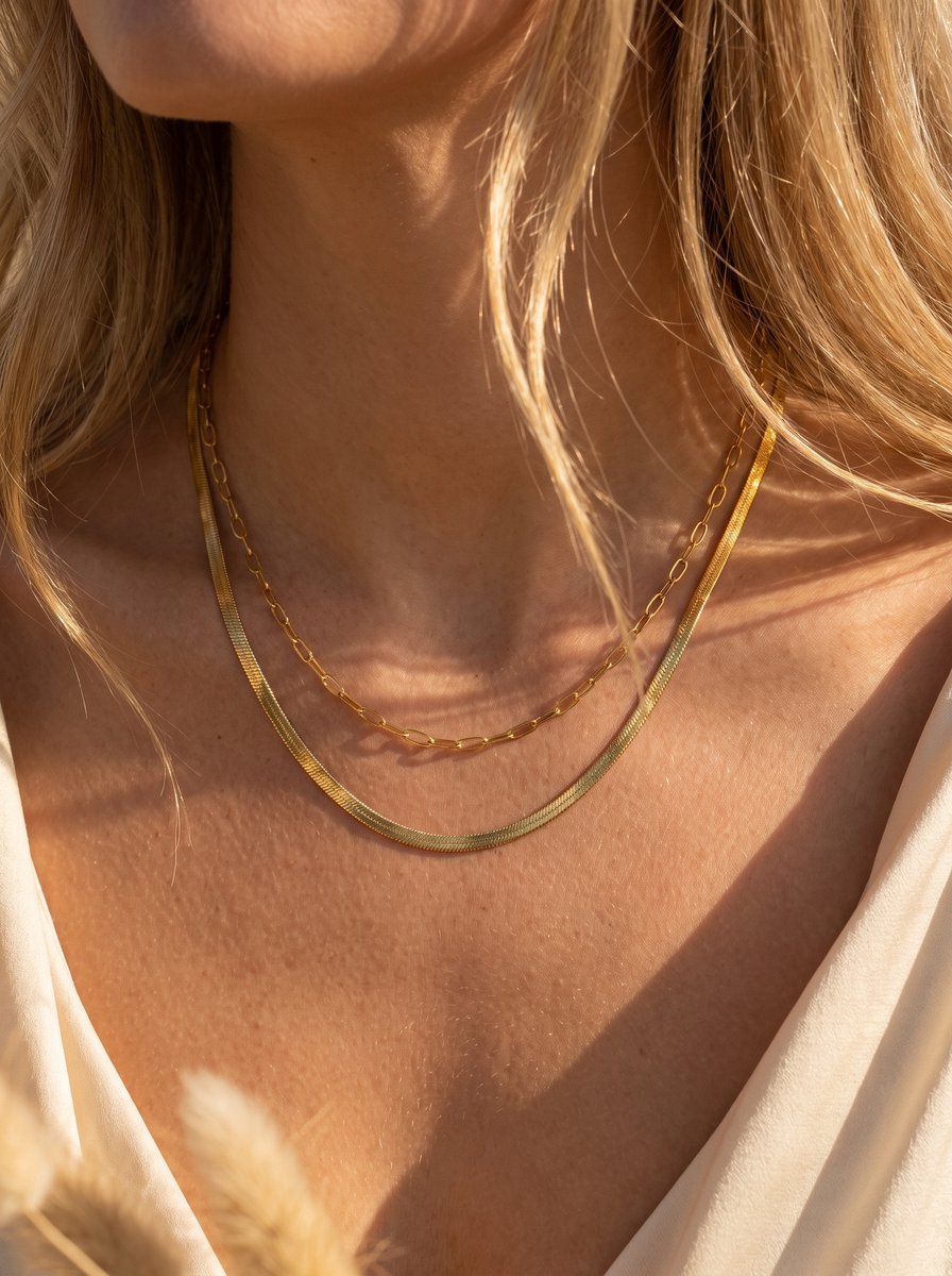 Lundholm Hanne dubbele ketting dames goudkleurig pvd plated