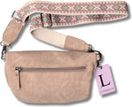 Lundholm Heby heuptas beige — detail ritssluiting voorzakje en label premium kunstleer