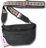 Lundholm Heby heuptas dames zwart met brede tassenriem — vooraanzicht crossbody bag strap design