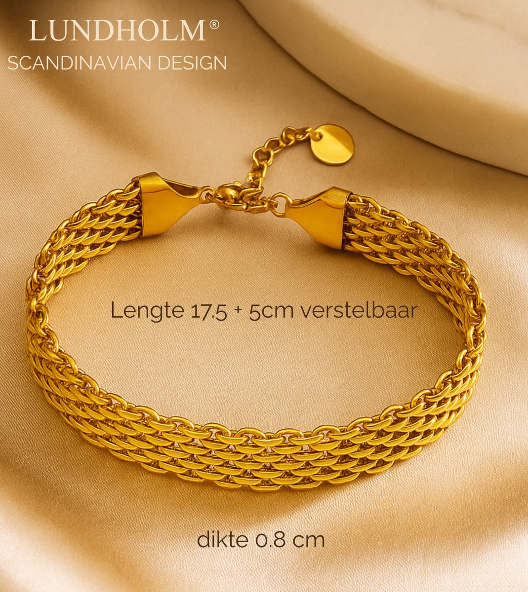 Lundholm Ilona armband dames goud detail schakels — luxe Scandinavisch design