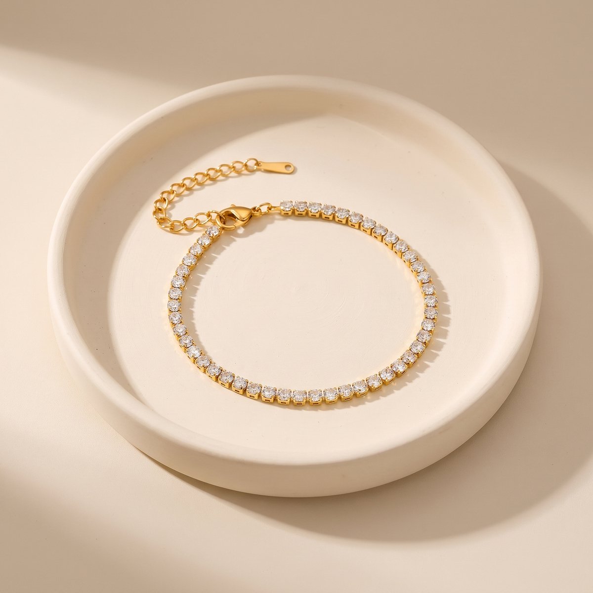 Lundholm Inge tennisarmband goud – verstelbaar 16,5 + 5 cm