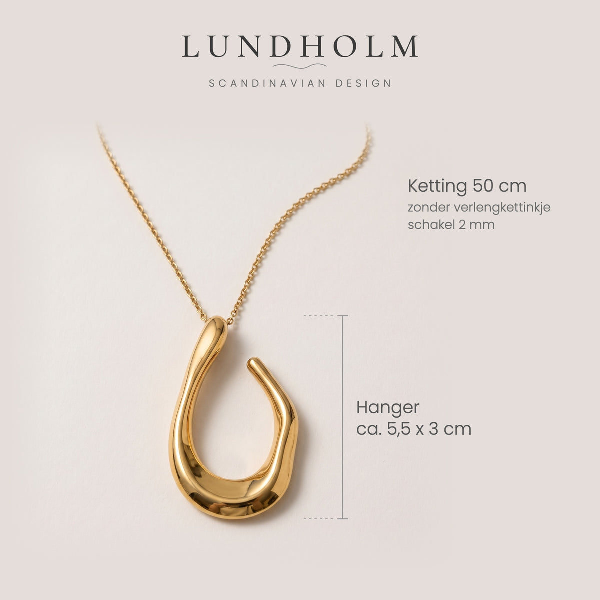 Maten Lundholm Iris ketting: 50 cm, hanger ca. 5,5 x 3 cm