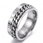 Lundholm Ivar ring heren zilver - premium stainless steel anxiety spinner ring met Romeinse cijfers