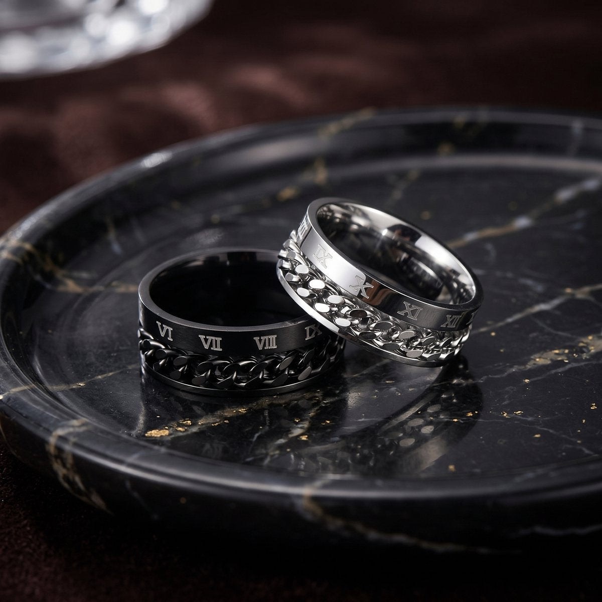 Lundholm Ivar draaibare schakel ring heren zwart Scandinavisch design